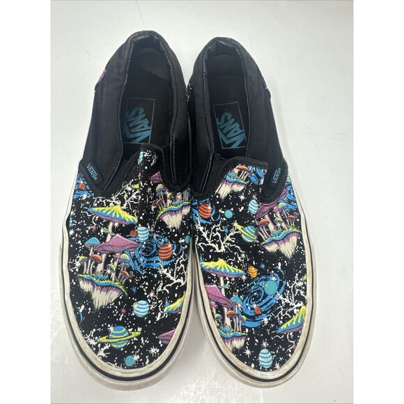 Vans Slip On Cosmic Glow Galaxy Size 7.5 Men  9 Women Glow In The Dark Mushrooms